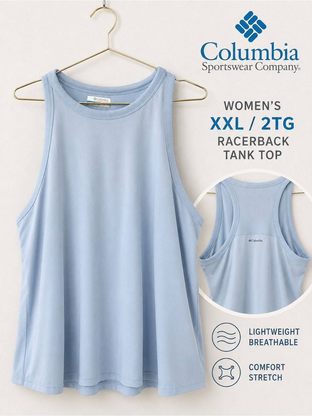 Columbia Women's Racerback Tank Top — Light Blue 0030